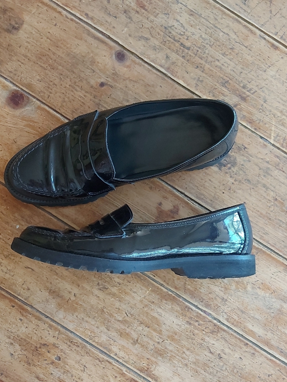 Vibram Black Patent Leather Slip-On Loafers